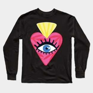 Cute mexican sacred heart milagrito adorable evil eye kawaii heart pattern decoration Long Sleeve T-Shirt